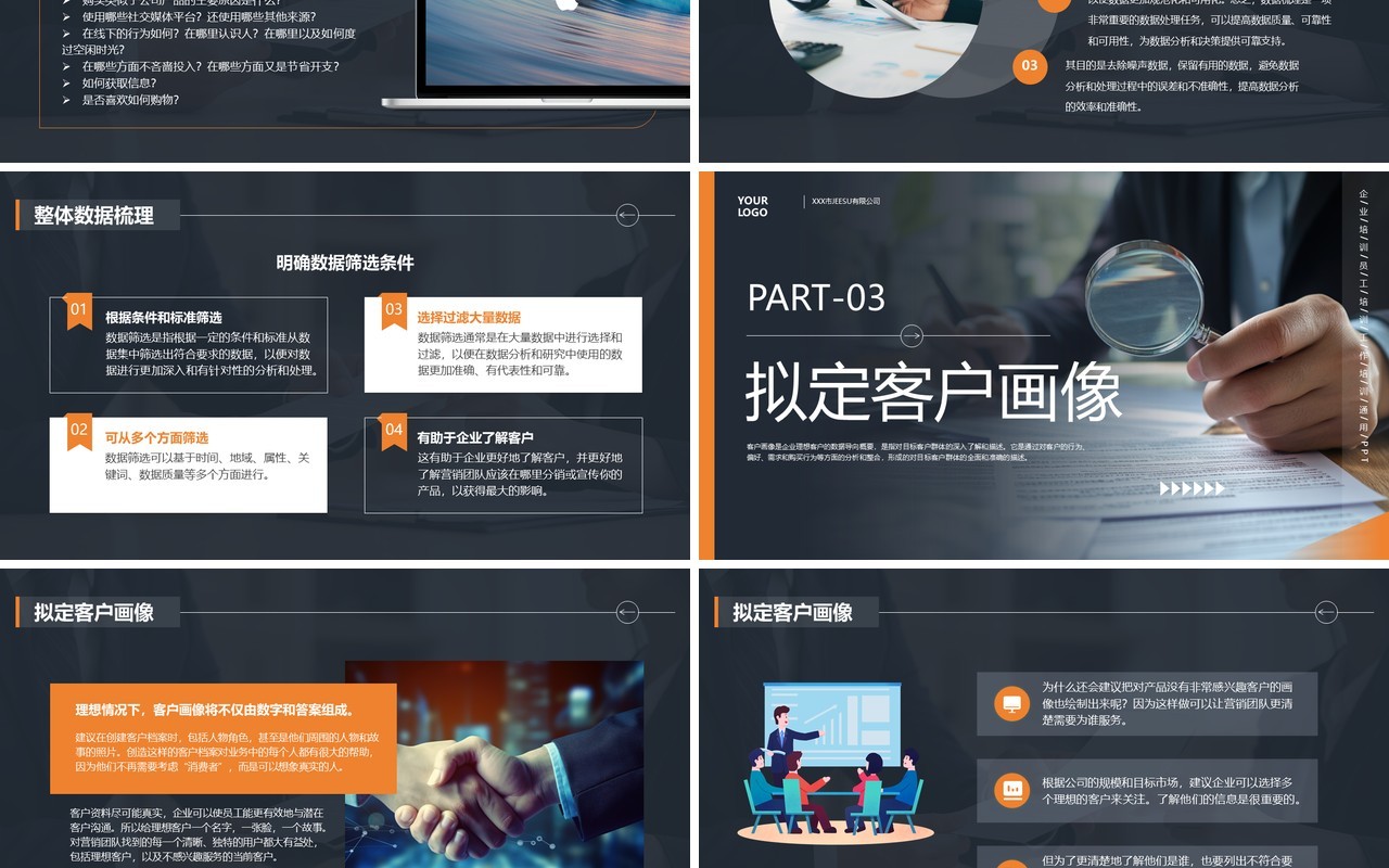 蓝色商务风客户画像培训PPT通用模板