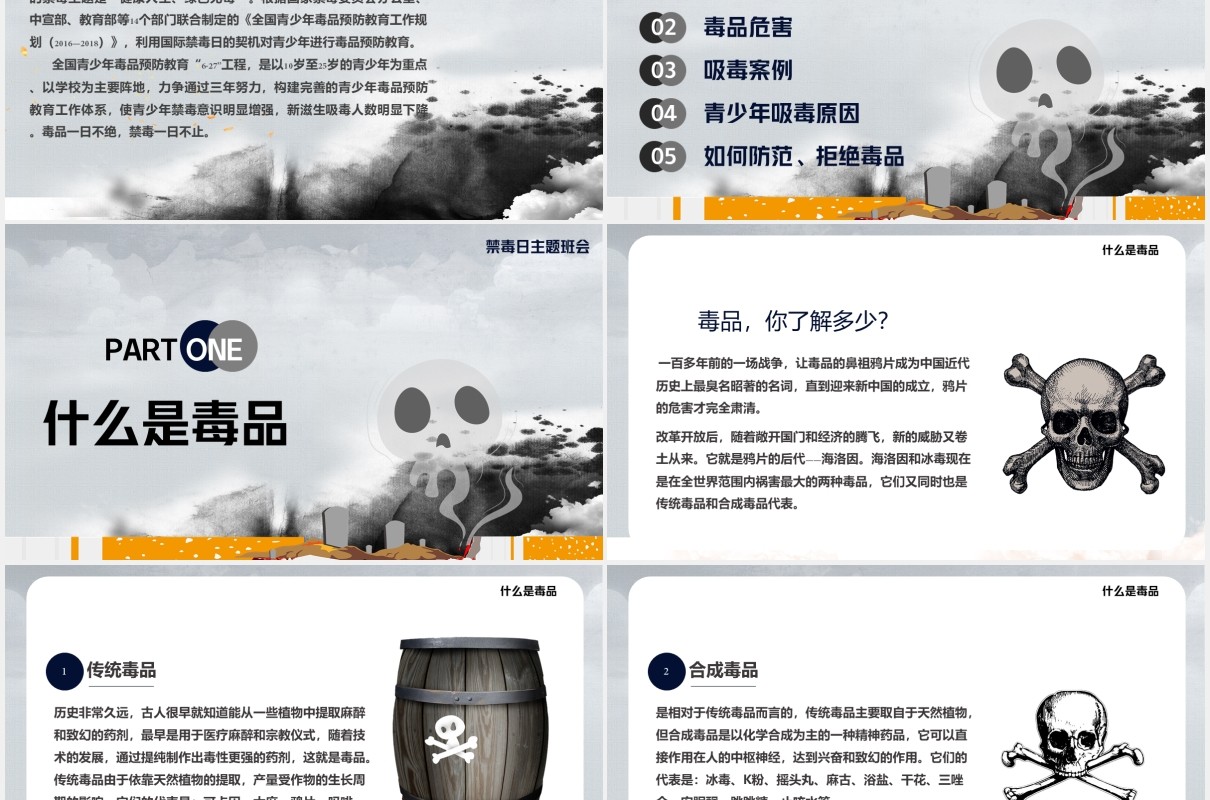 向毒品说不国际禁毒日主题教育课件PPT模板