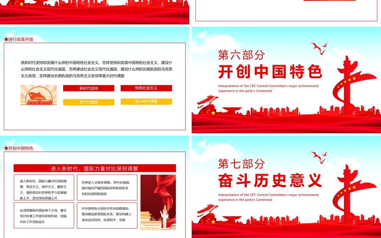 第三个历史决议心得体会动态PPT模板