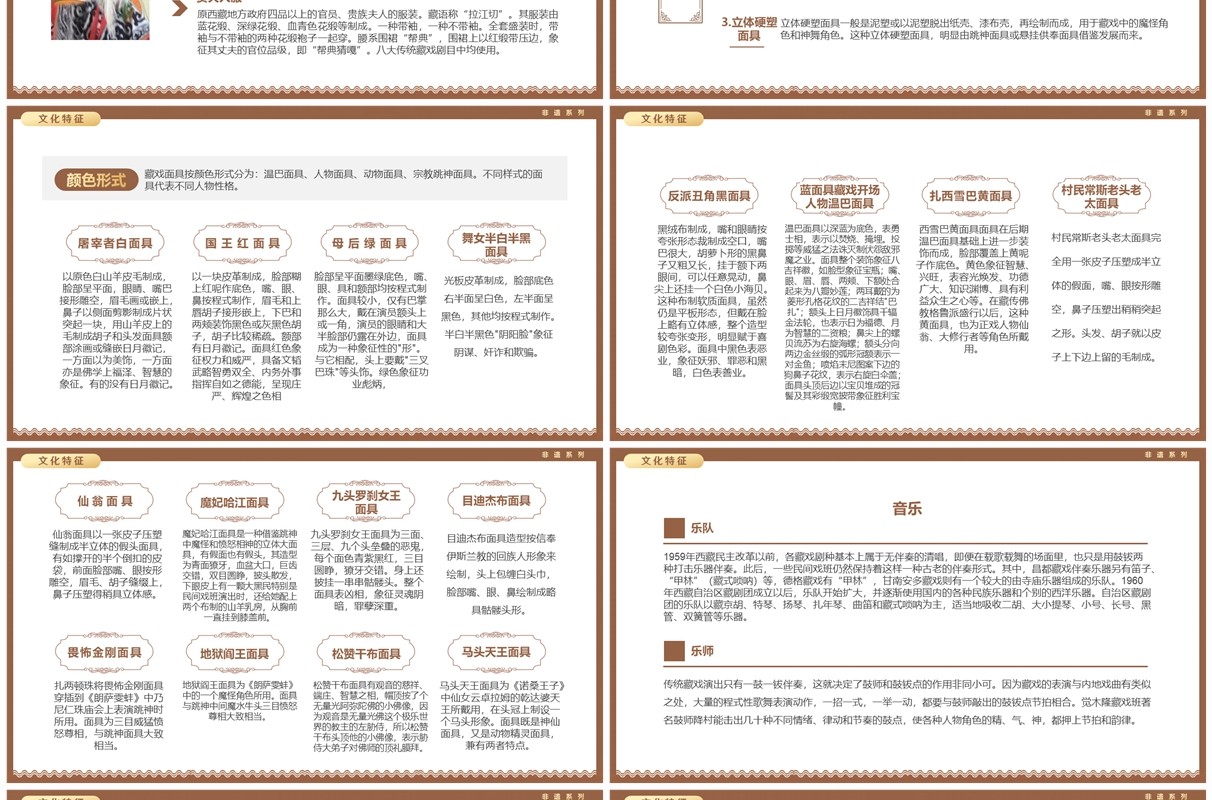 棕色中国风非遗系列之藏戏介绍PPT模板