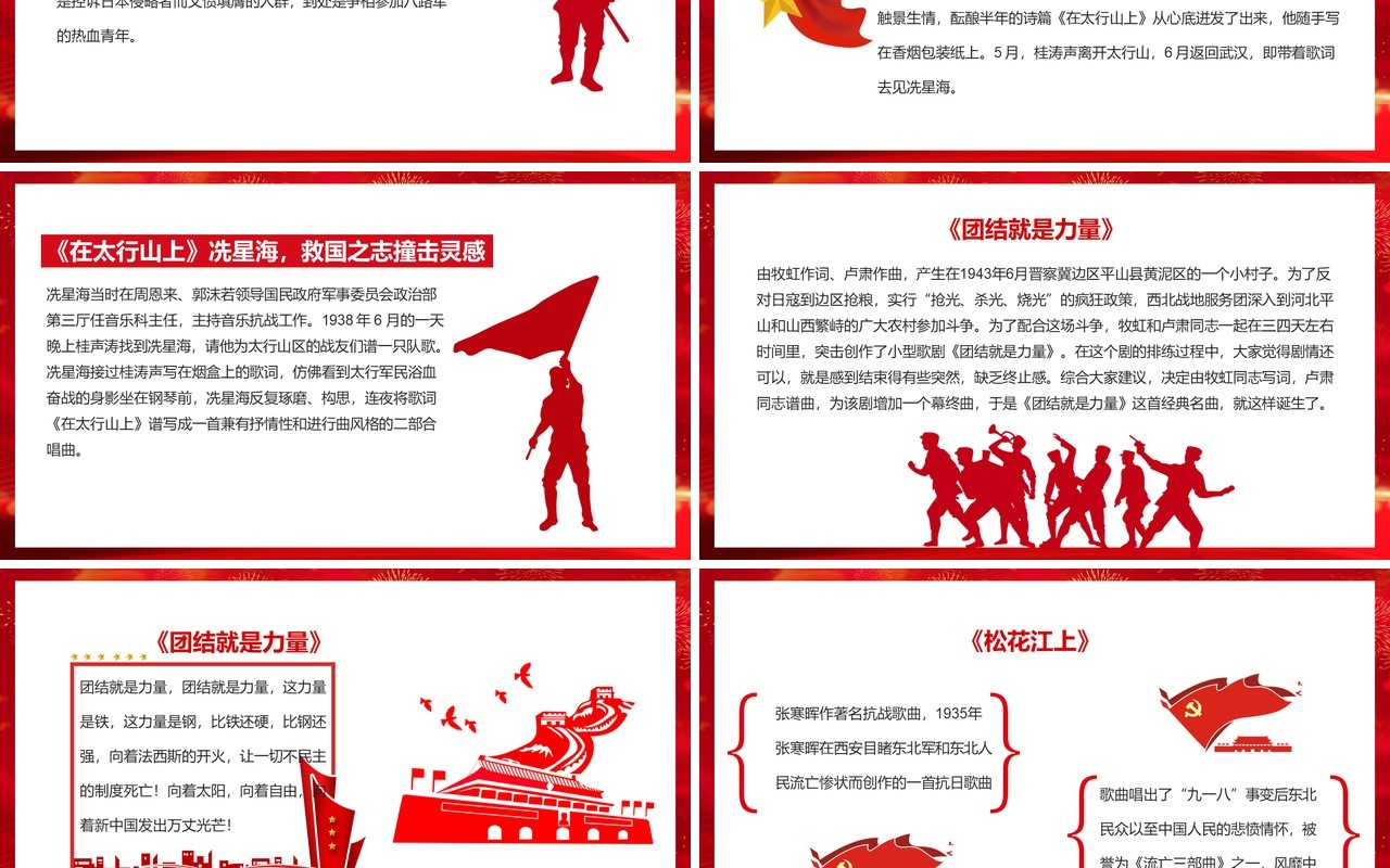 红色党政风红色之旅红色歌曲介绍PPT模板