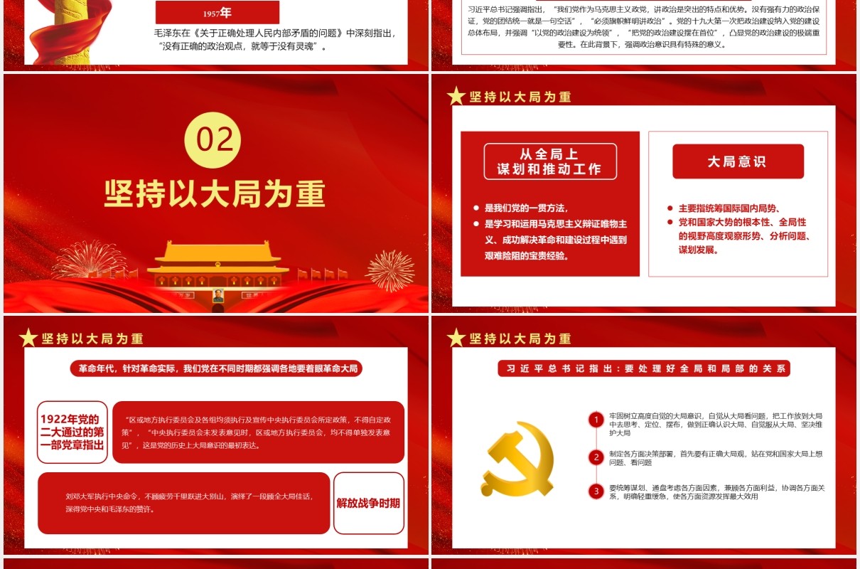 热烈庆祝中国共产党成立100周年党史视角下的四个意识党建PPT模板