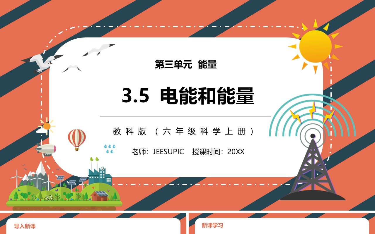 教科版六年级科学上册电能和能量PPT模板