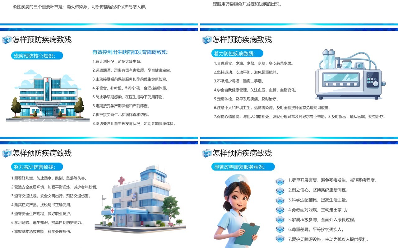 蓝色简约风全国残疾预防日科普PPT模板