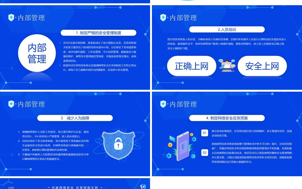 蓝色简约风医院信息网络安全宣传PPT模板