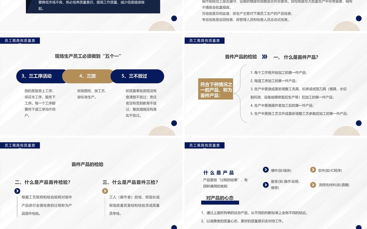 蓝色简约风员工质量意识培训PPT模板