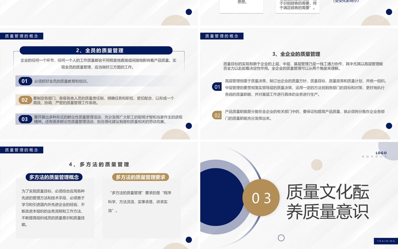 蓝色简约风员工质量意识培训PPT模板