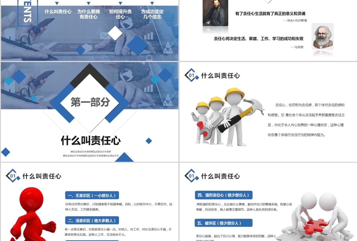 企业管理如何提高工作责任心员工心态培训PPT模板