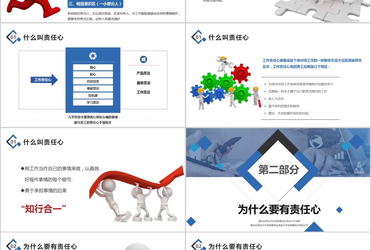 企业管理如何提高工作责任心员工心态培训PPT模板