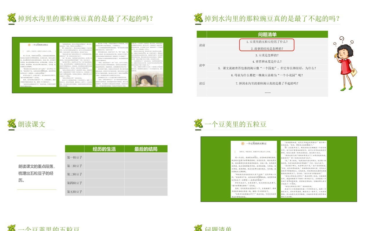 部编版四年级语文上册一个豌豆荚里的五粒豆课件PPT模板