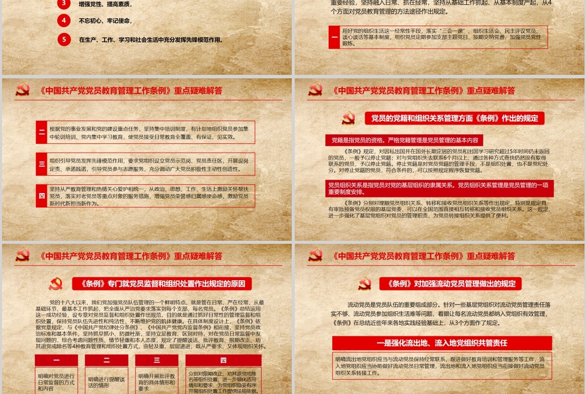 中国共产党党员教育管理工作条例PPT动态模板