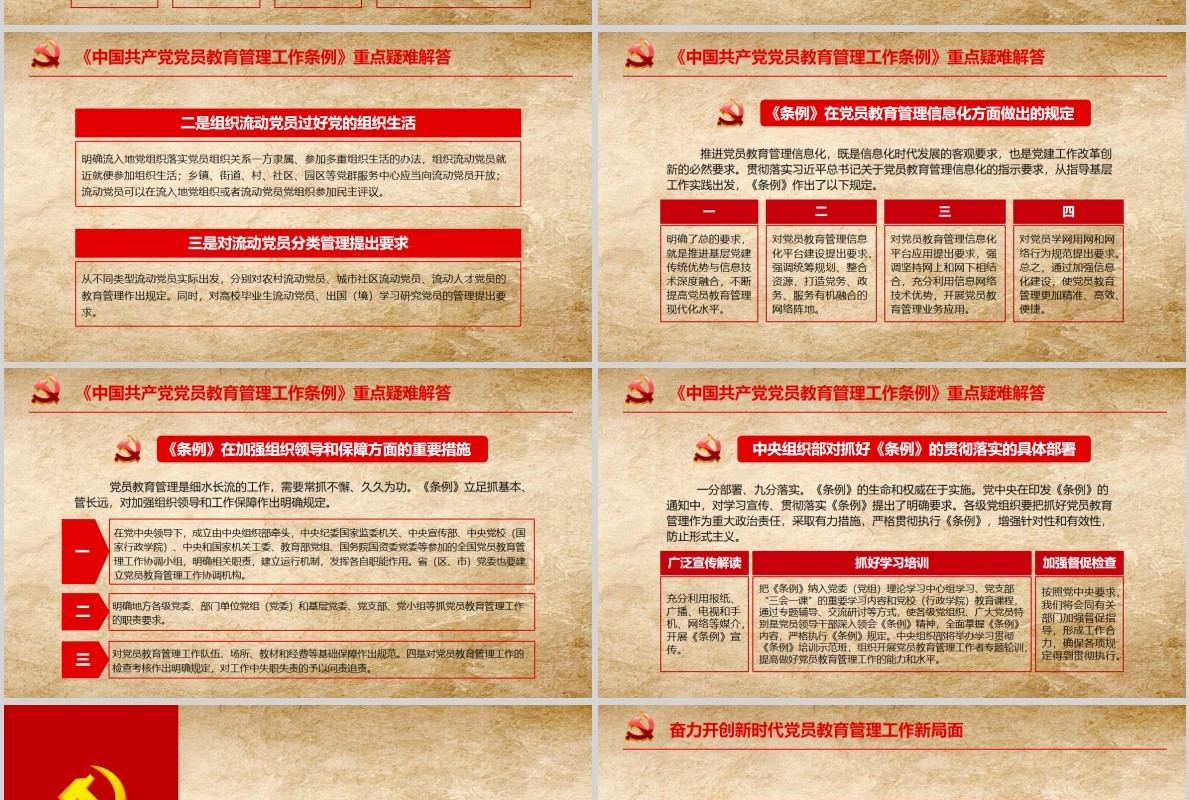 中国共产党党员教育管理工作条例PPT动态模板