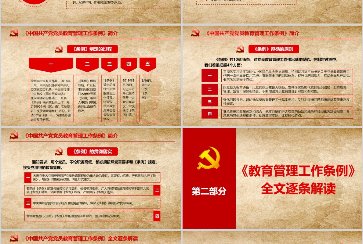 中国共产党党员教育管理工作条例PPT动态模板