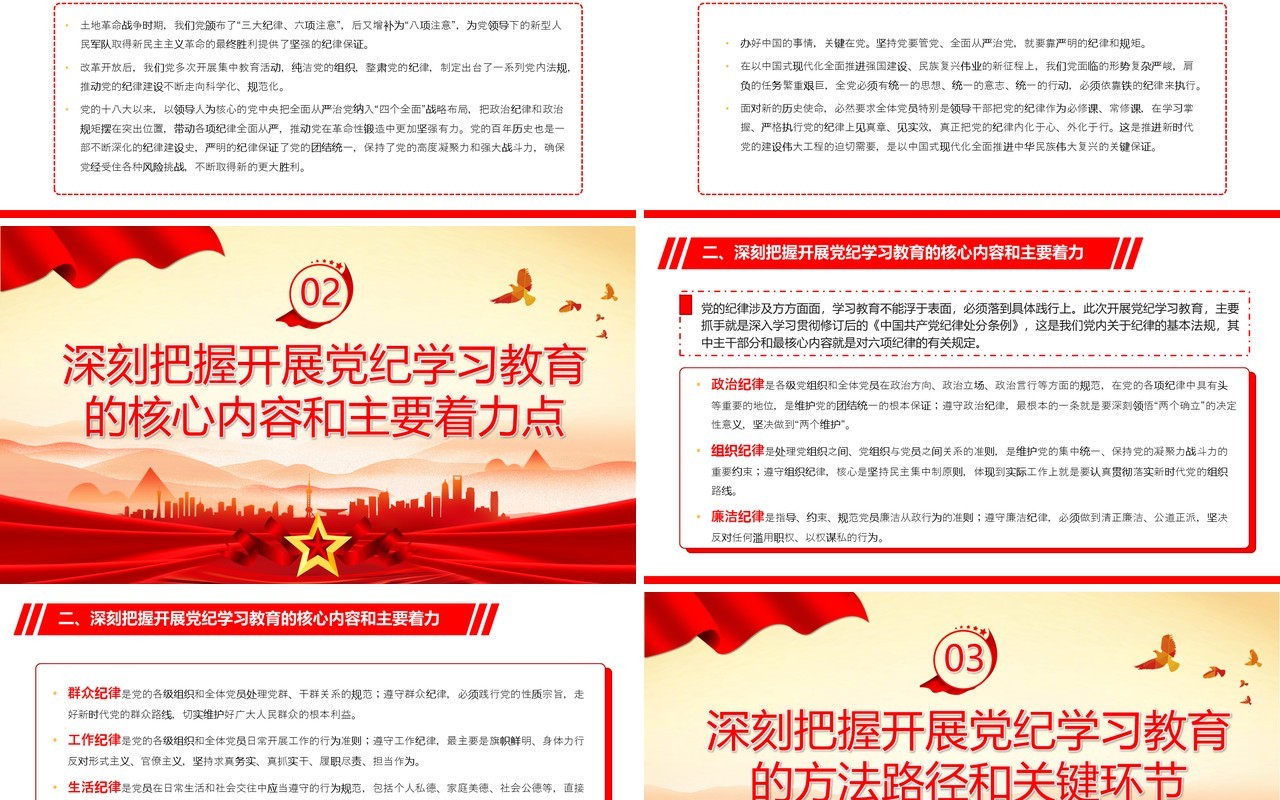 红色党政风以铁的纪律全面从严治党PPT模板