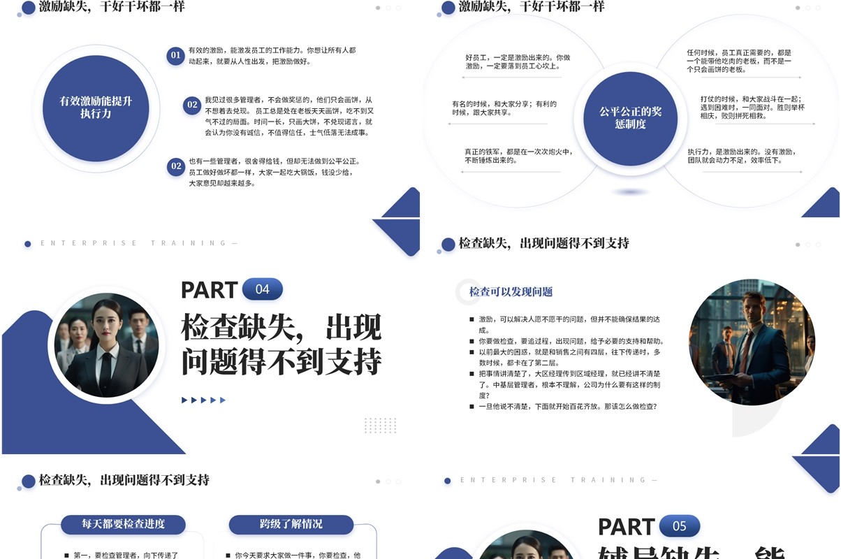 蓝色商务风企业管理员工执行力差的原因PPT模板