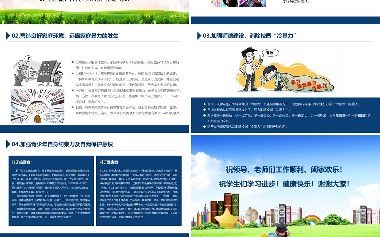 中小学生校园安全远离校园暴力PPT课件模板