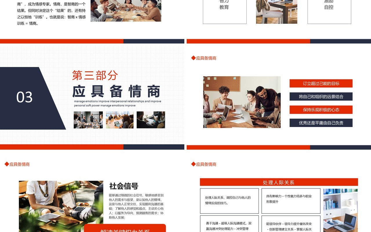 情商培养与人际关系处理管理情绪改善人际关系提高个人软实力动态PPT模板