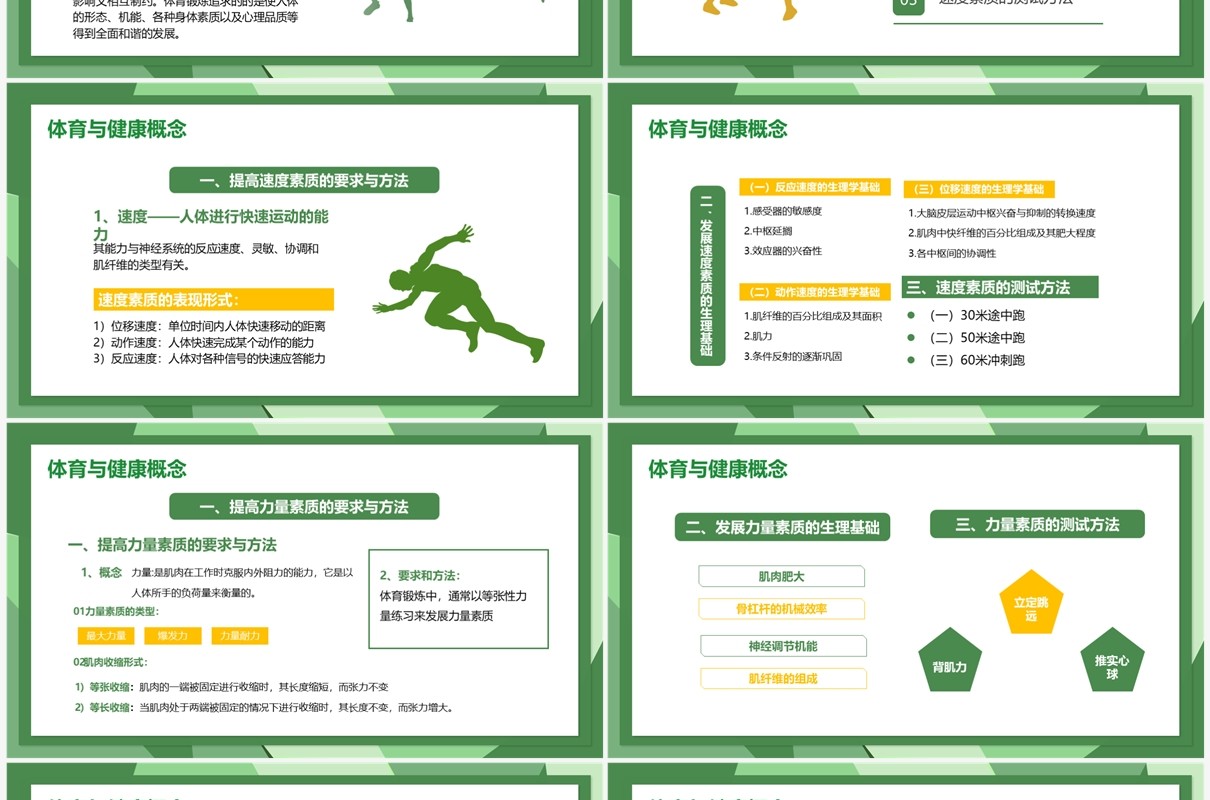 绿色简约风体育与健康专题培训PPT模板