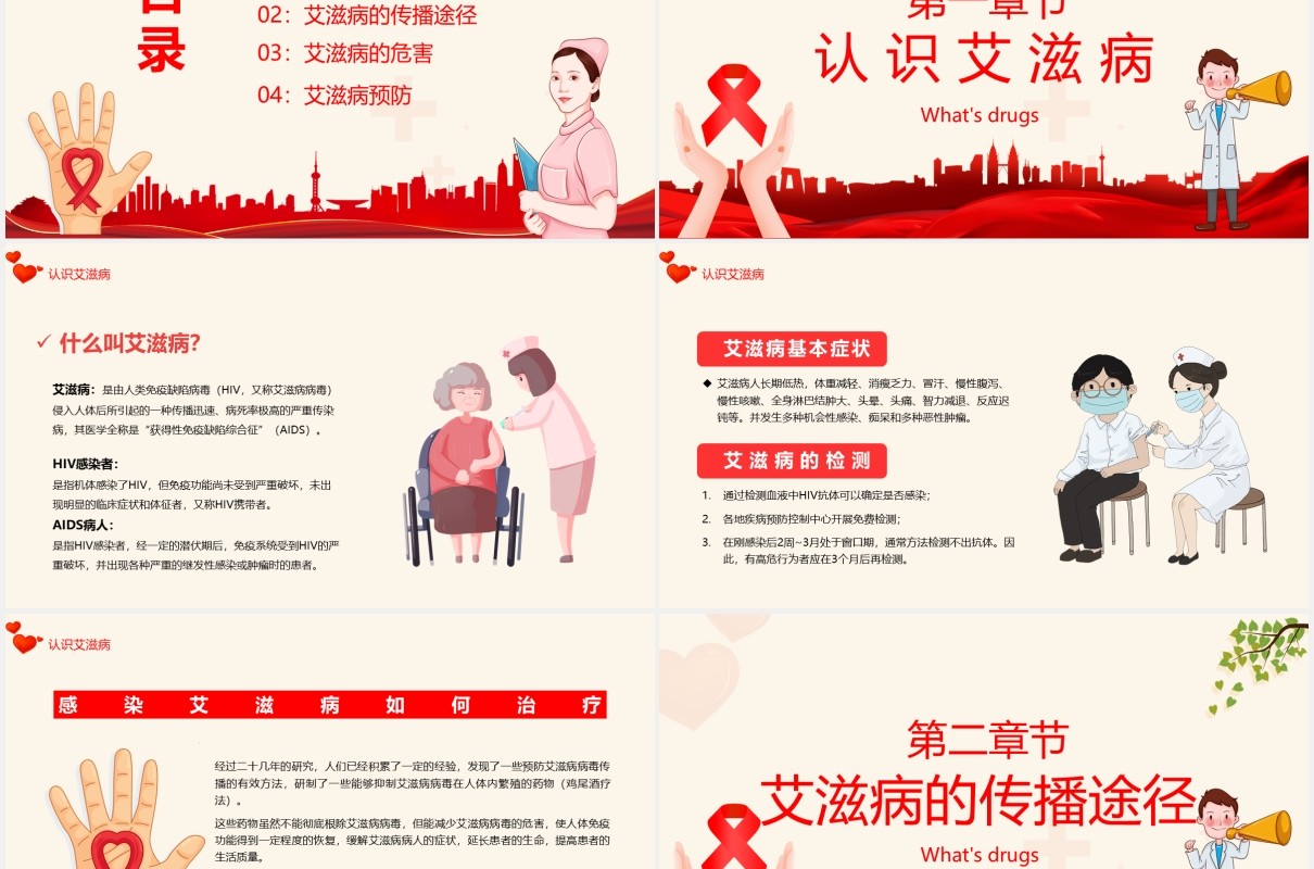 为艾发声防艾主题宣传班会PPT背景模板