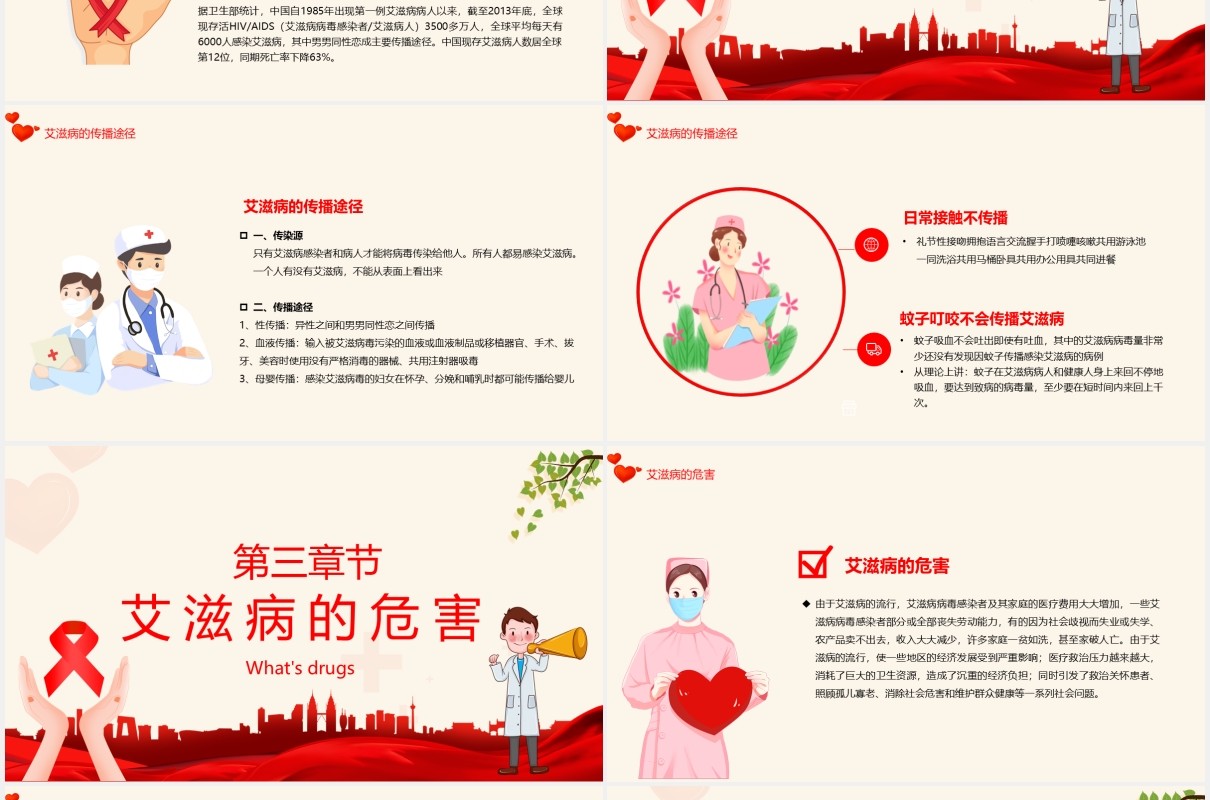 为艾发声防艾主题宣传班会PPT背景模板