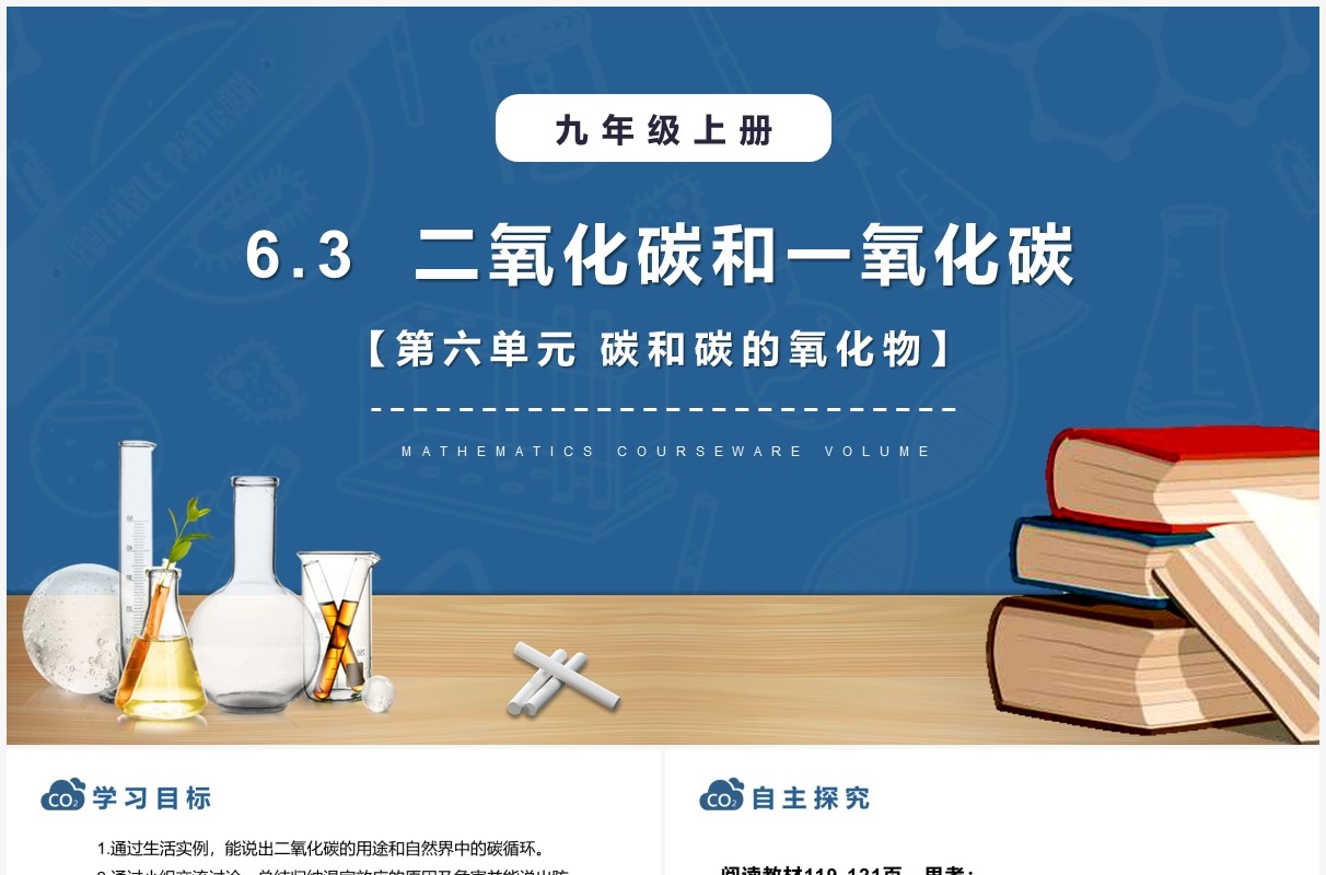 部编版九年级化学上册二氧化碳和一氧化碳课件PPT模板