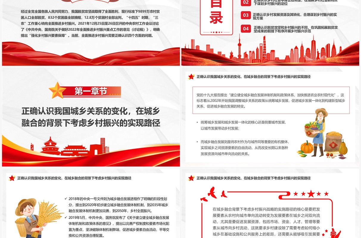 全面推进乡村振兴的四个关键问题PPT模板