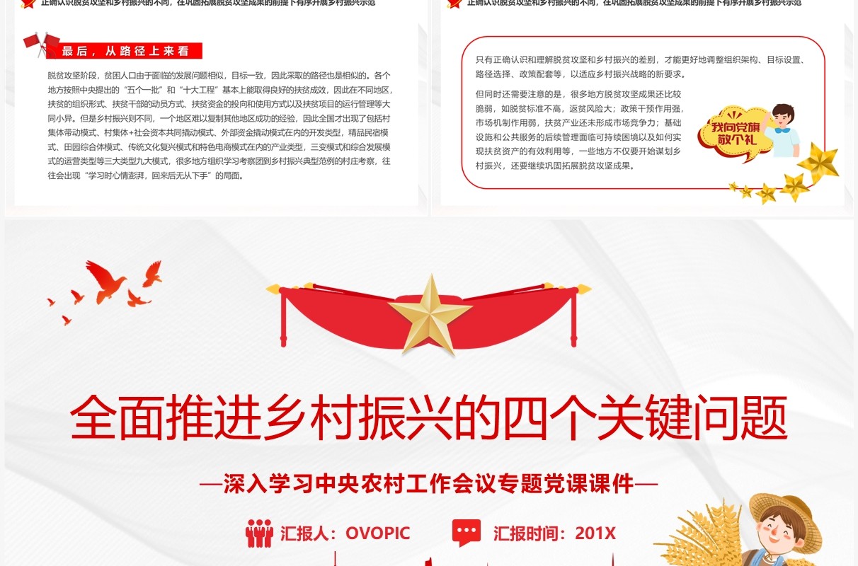 全面推进乡村振兴的四个关键问题PPT模板