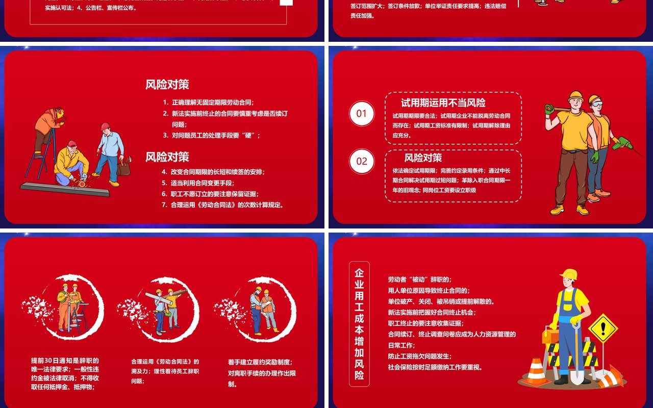 卡通劳动合同法重点条例解读汇报PPT模板