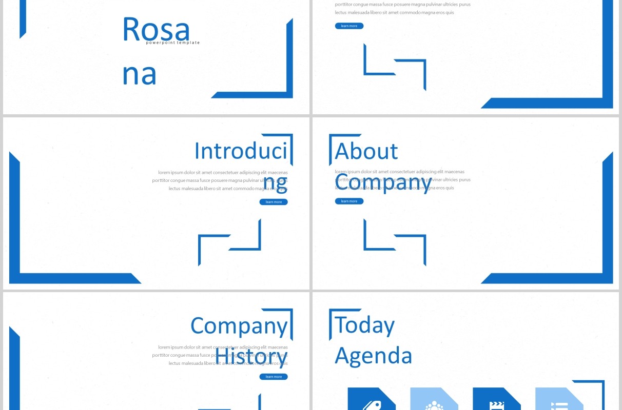 蓝色公司简介PPT模板rosana powerpoint template