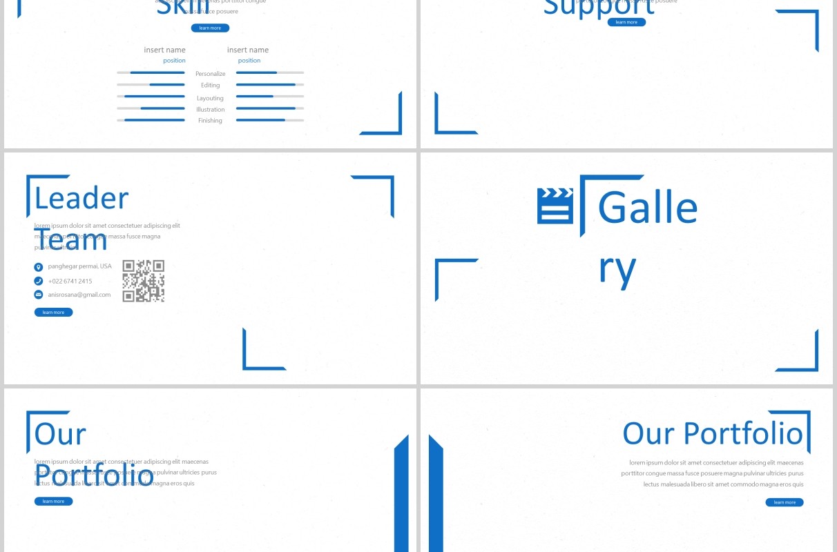 蓝色公司简介PPT模板rosana powerpoint template
