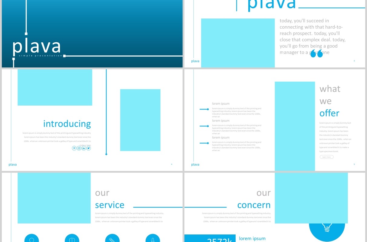 蓝色公司团队个人介绍通用PPT模板plava powerpoint template
