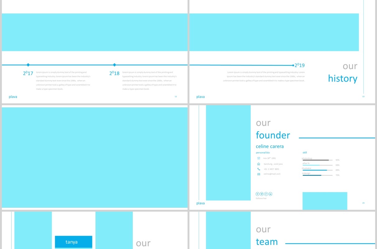 蓝色公司团队个人介绍通用PPT模板plava powerpoint template