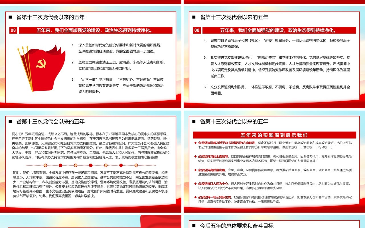 红色党政风甘肃省第十四次代表大会PPT模板