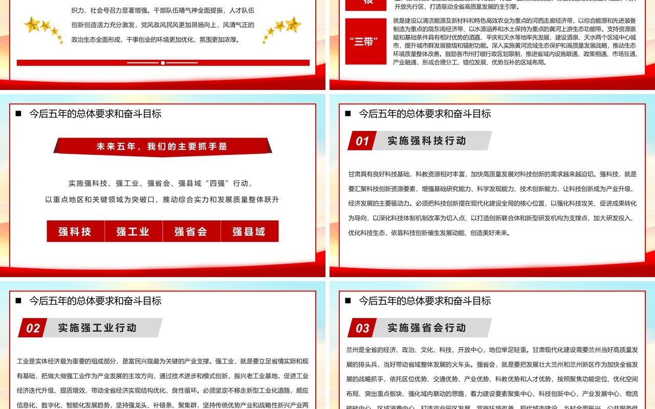 红色党政风甘肃省第十四次代表大会PPT模板