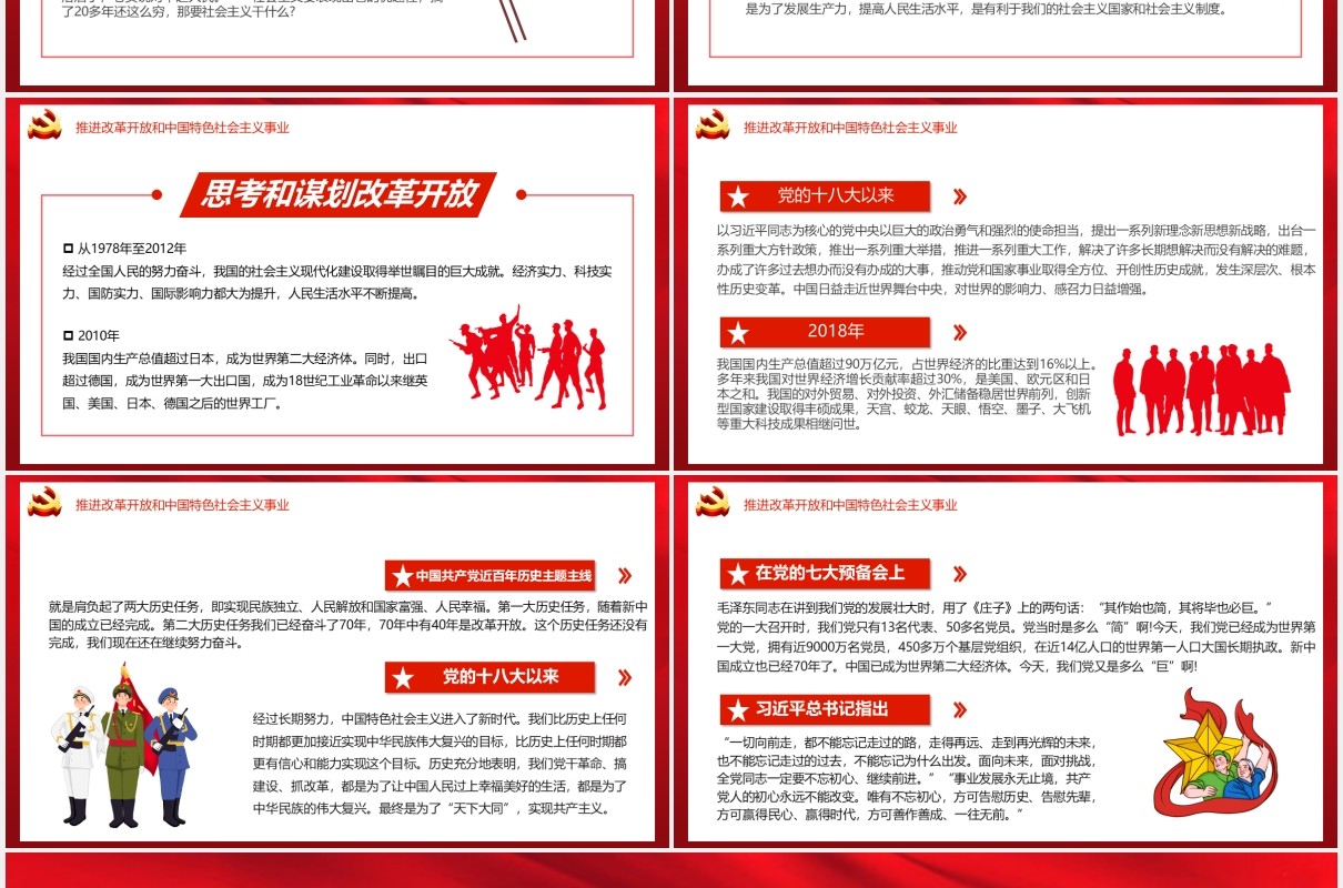 红色党政风中国共产党成立100周年从百年历史看党的初心和使命党建PPT模板