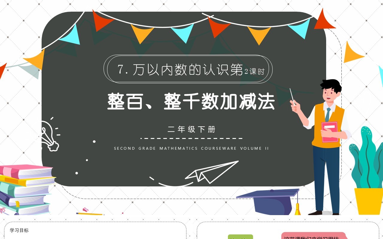 部编版二年级数学下册整百整千数加减法课件PPT模板