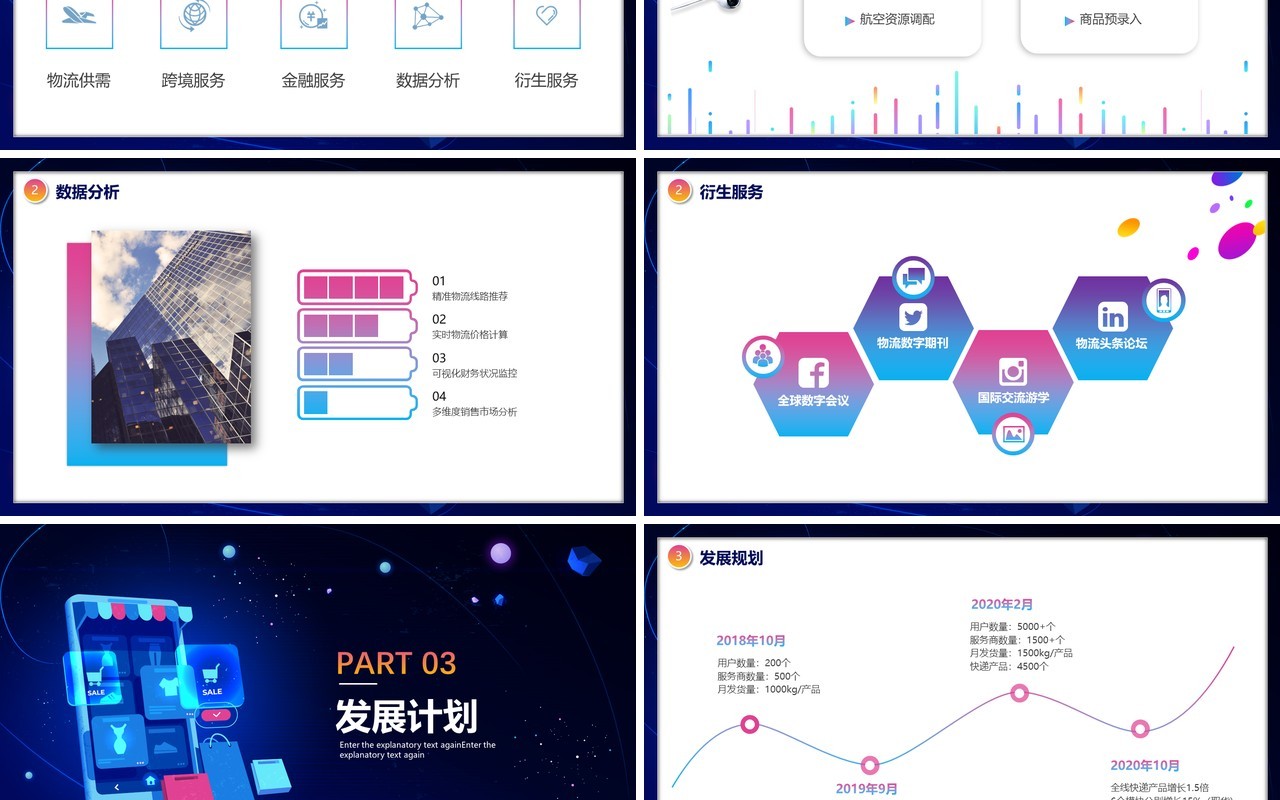 渐变互联网科技感智慧跨境电商方案PPT模板