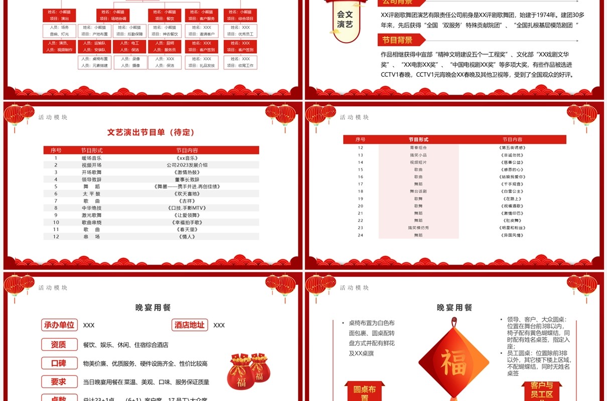 红色中国风兔年企业团拜会方案PPT模板