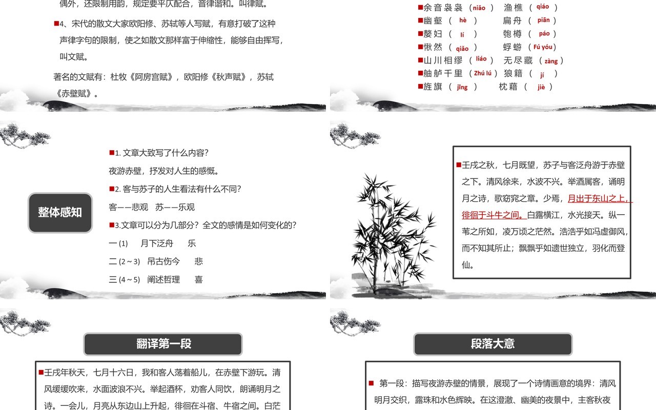 部编版高中语文必修二赤壁赋课件PPT模板