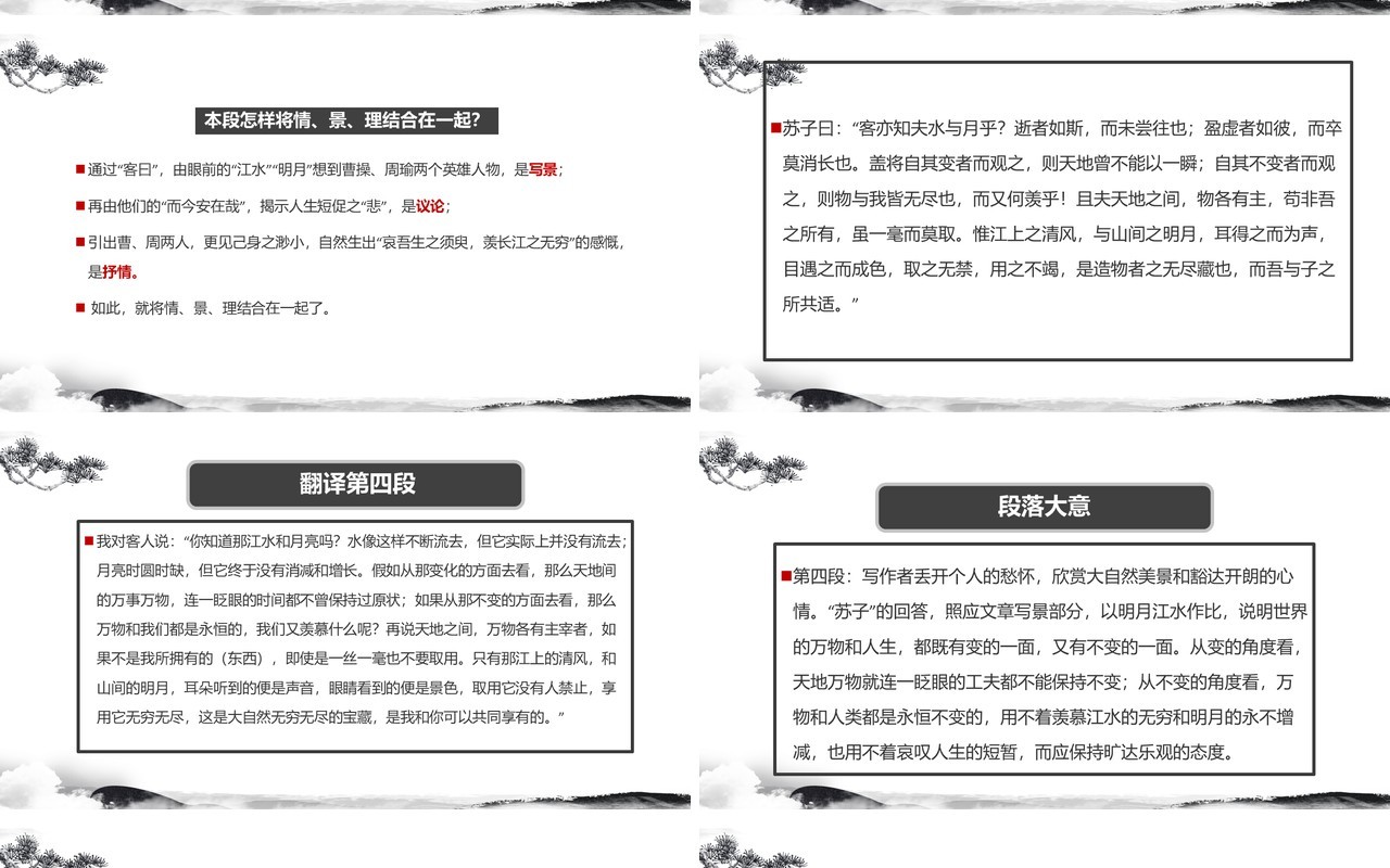 部编版高中语文必修二赤壁赋课件PPT模板