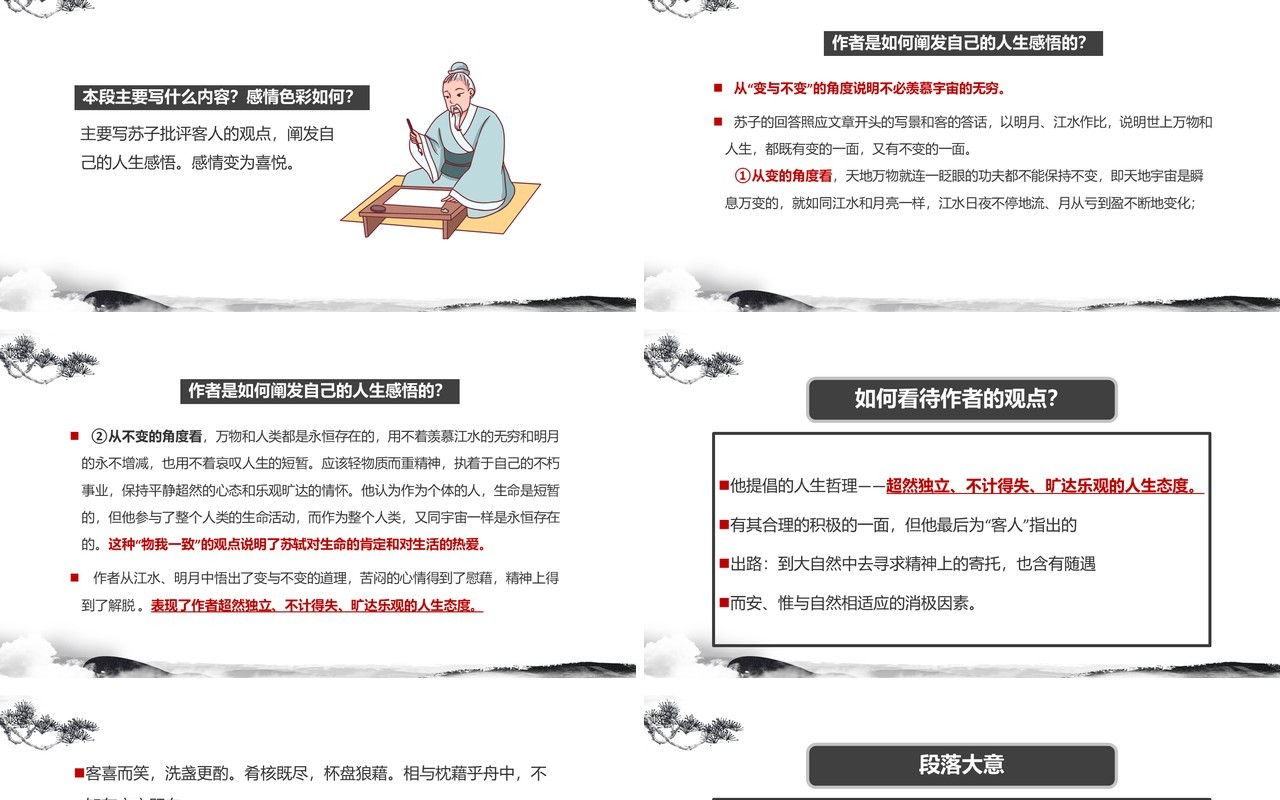部编版高中语文必修二赤壁赋课件PPT模板