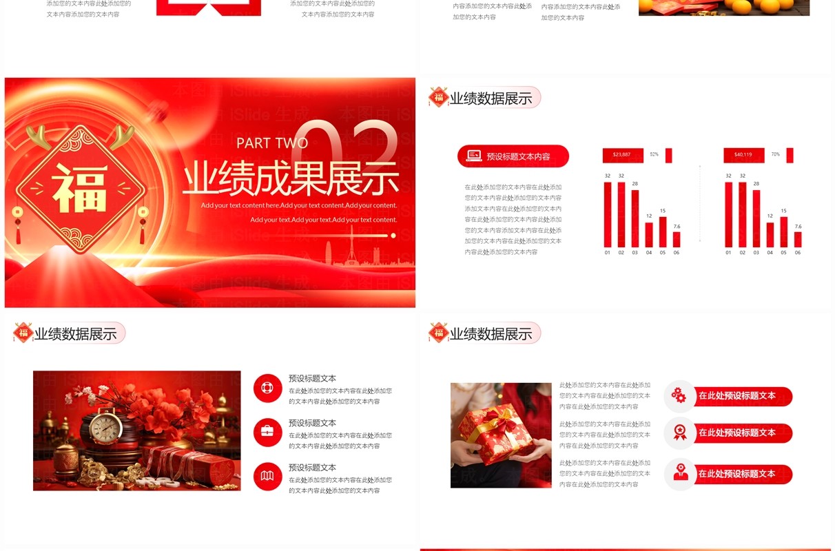 红色商务风企业年终总结汇报PPT模板