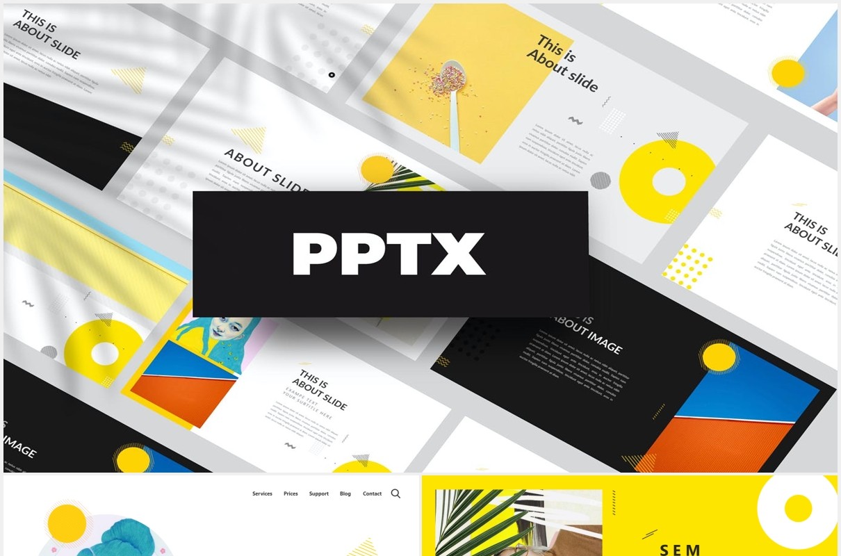 创意黄色作品展示PPT模板Yellow Creative Powerpoint