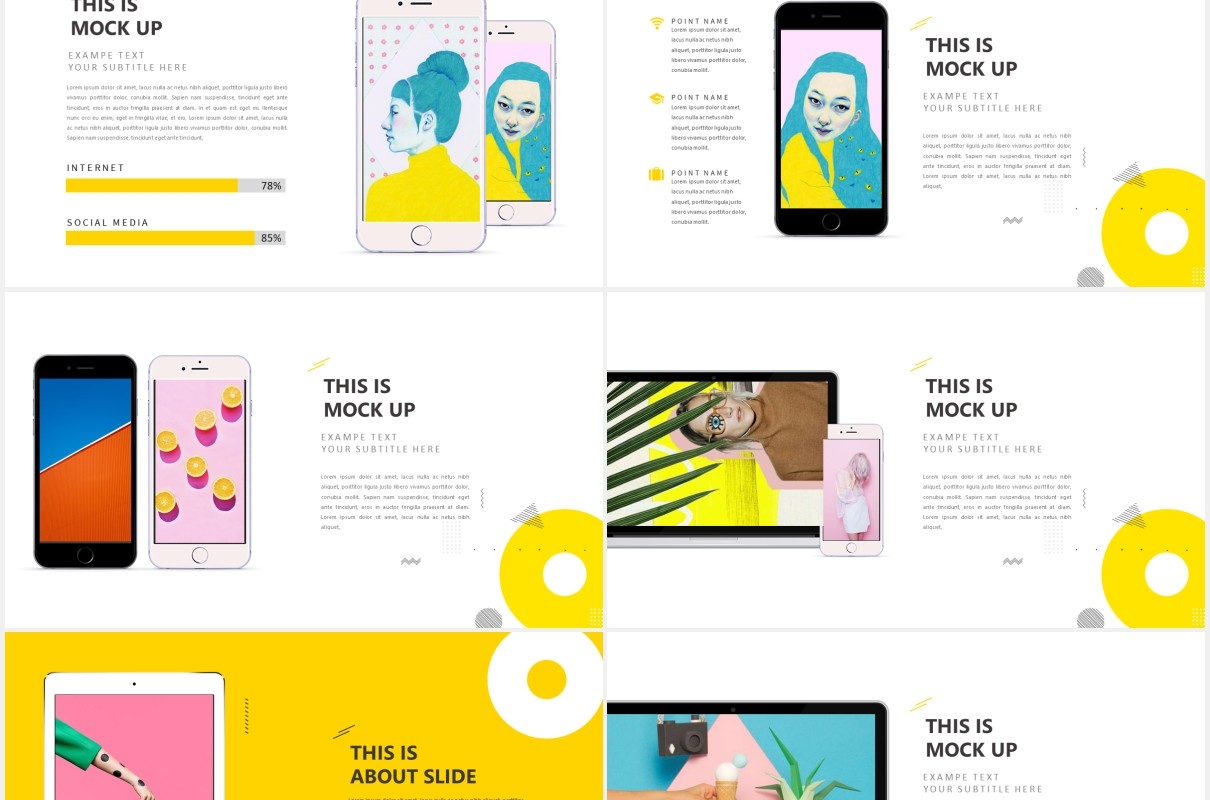创意黄色作品展示PPT模板Yellow Creative Powerpoint
