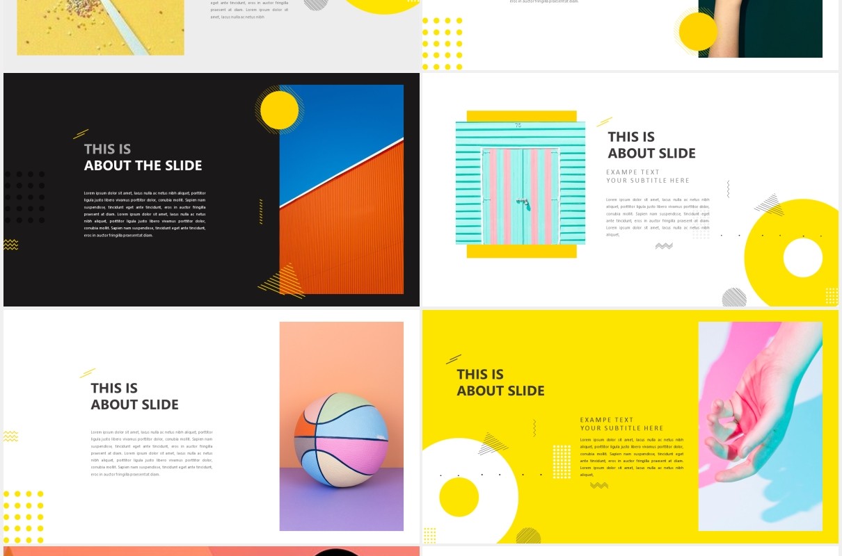 创意黄色作品展示PPT模板Yellow Creative Powerpoint
