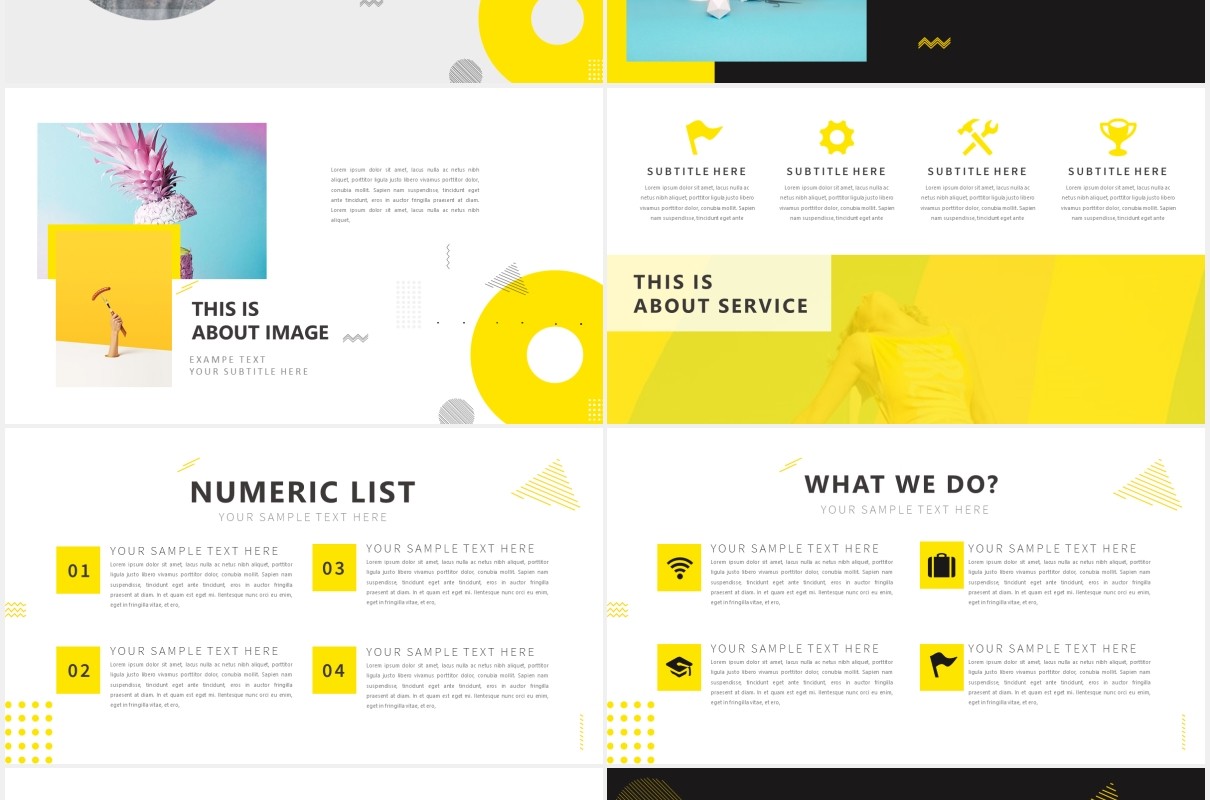 创意黄色作品展示PPT模板Yellow Creative Powerpoint