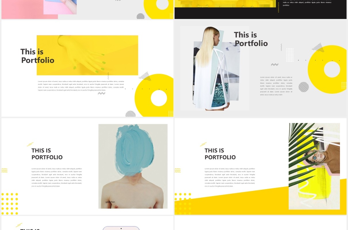 创意黄色作品展示PPT模板Yellow Creative Powerpoint