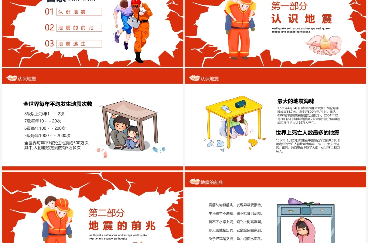 防震减灾地震自救逃生知识科普动态PPT模板