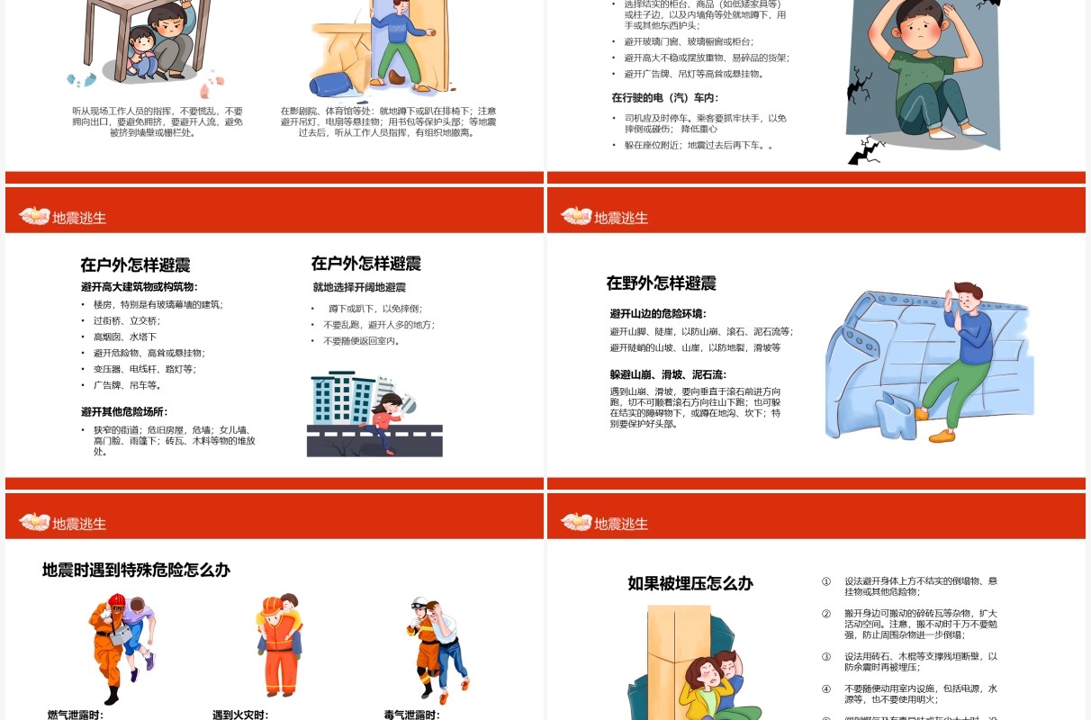 防震减灾地震自救逃生知识科普动态PPT模板