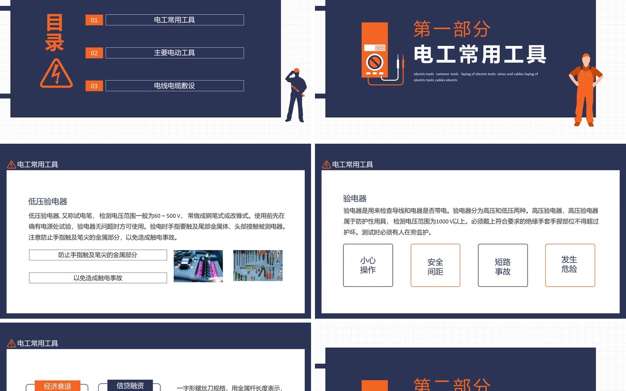 电工常用工具电动工具电线电缆敷设动态PPT模板